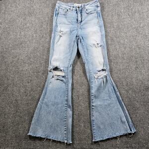 BKE Billie Jeans Women's 27x31 Light Blue High Rise Flare Distressed